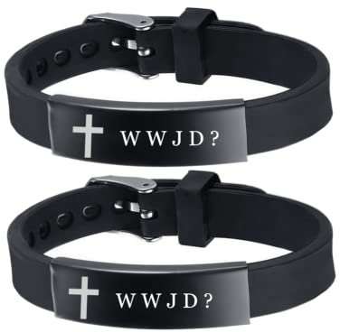 2er-Pack Kreuz WWJD Armband, Christlicher Christus What Would Jesus Do Erinnerung Silikon Armband für Erwachsene Kinder Religiöse Taufe Ostern, Erstkommunion Geschenke für Patenkinder Patensohn