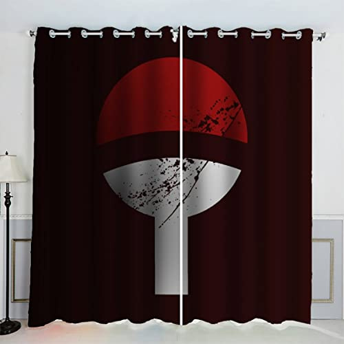 ZLKEJI Blickdichte Gardinen Kinderzimmer Vorhänge Schwarz Vintage japanisch Anime Verdunkelungsvorhang Lichtundurchlässige Vorhang mit Ösen 3D Gedruckt Polyester Vorhänge 150 x 166 cm BxH