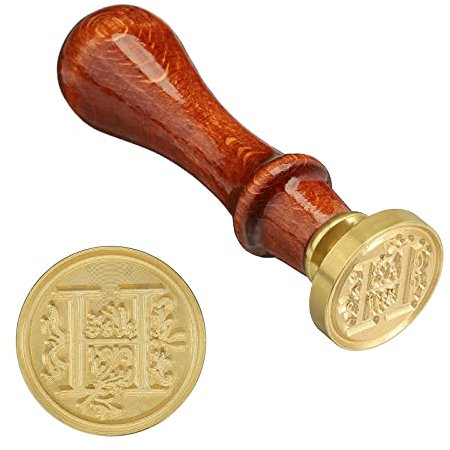 sourcing map Buchstaben Wach Siegelstempel Alphabet Holzgriff Abnehmbarer Messingkopf Klassischer für Umschlag Einladungskarte Alphabet h