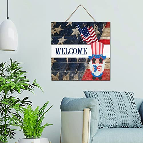 Modernes Holz-Paletten-Wandschild zum 4. Juli Willkommensschild amerikanische Flagge Zwerg Dekor vertikale Holztafel Schild Zitat rustikale Nationalflagge Unabhängigkeitstag Heimdekoration Schilder