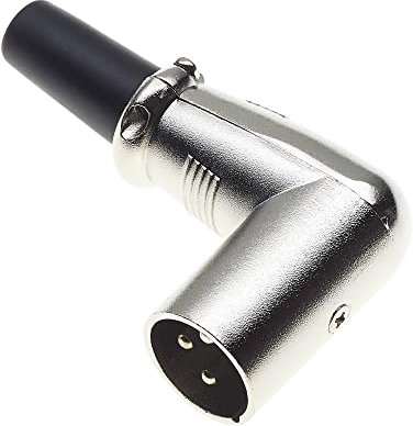 Angled 3 Pole XLR Plug, 90 Degree, Black - Male Audio Mic Microphone DMX Plug Jack Plug, Angled Nicked-Plated Adapter, Cable Mount
