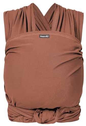 Hoppediz Elastisches Baby-Tragetuch - für Neugeborene ab Geburt (2-9 kg) - aus kbA-Baumwolle - Kupfer 5,40 m