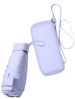 Ruspela Faltbarer Reise-Regenschirm - Kleiner Kompakter Schirm für Sonne und Regen, Winddicht, UV-Schutz Mit Reißverschluss-Tasche für Damen und Mädchen, Violett, Medium
