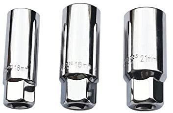 ALMVIS 3Pcs Heavy Duty Chrome Spark Plug Removal 16mm 18mm 21mm Socket Wrench Thin Wall Spark Plug Socket Multifunctional sleeve