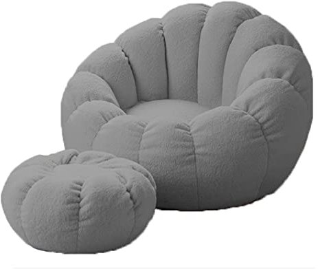 DESHVA Brushy Sitzsack Stuhl Abdeckung, (Keine Füllstoff) Liege mit künstlichem Flauschigen bequemen Stuhl für Erwachsene drinnen und draußen,Grau