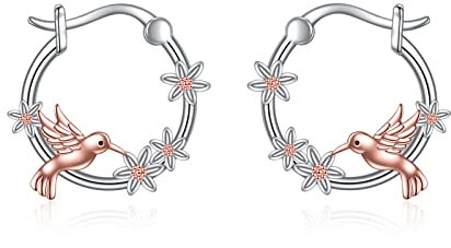 VONALA Kolibri Creolen Ohrringe, 925 Sterling Silber Kolibri Schmuck für Damen Mädchen (Kolibri)