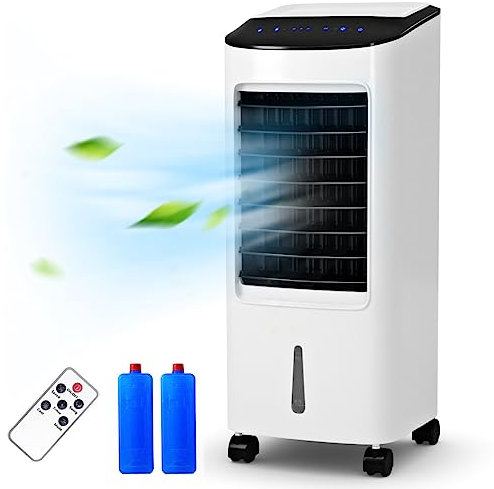 GOPLUS 4 in 1 Luftkühler mit Wasserkühlung, mobiler Ventilator mit 3 Modi & 3 Sufen, 7L Wassertank, Timer bis 7,5 h, Fernbedienung, Luftbefeuchter Aircooler tragbar für Büro Zuhause