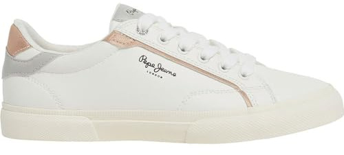 Pepe Jeans Women's Kenton Mix W Sneaker, White (Factory White), 4