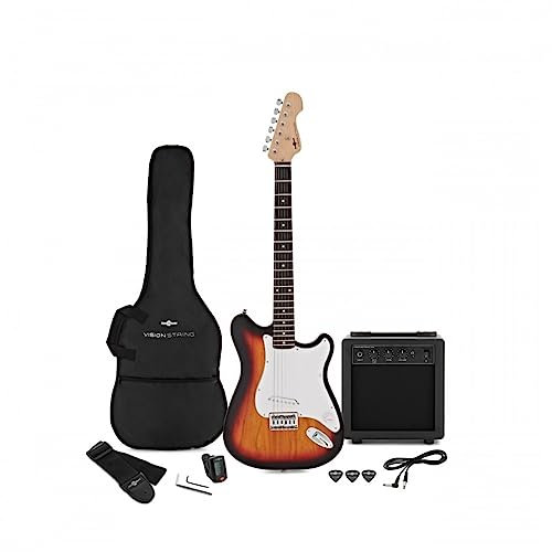 VISIONSTRING Full Size Kit de guitarra eléctrica Starter Pack con amplificador para principiantes Sunburst