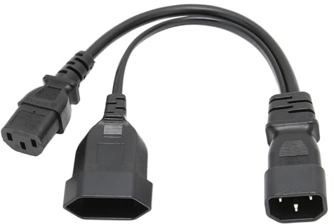 C14 auf C13 EU4.0 Female Y-Splitter-Stromkabel, 32cm Power Cord IEC320 Professional Adapter Stromversorgung für Computer, Monitore und Drucker (C14-C13/EURO)
