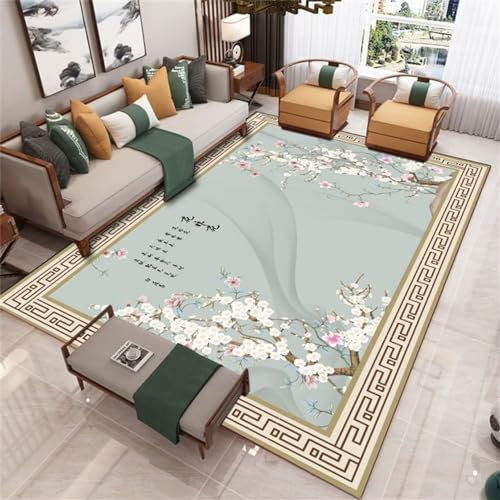 Kunsen Grand Tapis Chinois Vintage Chambre Fille Multicolore Moquette à Poils Ras Tapis Gymnastique epais170X240CM