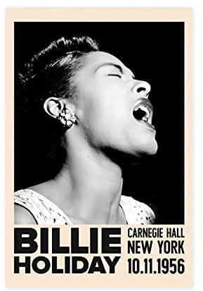 EYEZER Billie Holiday Wandkunst, Schwarz-Weiß-Poster (1) Leinwandposter Schlafzimmer Dekor Sport Landschaft Büro Zimmer Dekor Geschenk Unrahmen-Stil 30 x 45 cm