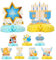 HONMOK 9 Stück Chanukka Dekoration Hanukkah Bienenwabe Tischdekoration Chanukka Menora Dreidel Davidstern Waben Mittelstück Happy Chanukka Tischaufsätze für Jüdisches Festival Hanukkah Party Deko
