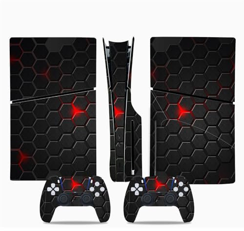 Peau Sticker Décalcomanie Housse pour PS5 Slim, Autocollants en Fibre de Carbone, Jeu Console Accessoires (0042)