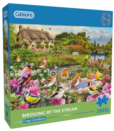 Birdsong by the Stream 250XL Puzzle, ländliche Puzzle, extra großes Puzzle, 100 % recyceltes Premium-Puzzle für Erwachsene, tolles Geschenk für Erwachsene, Gibsons Games