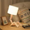 ELINKUME Kinder Tisch Nachttischlampen,Moderne LED Schreibtischlampe mit faltbarem Holzkörper,Nachtlichter mit Lampenschirm aus Stoff für Schlafzimmer,Büro,Arbeitszimmer,Wohnzimmer(Ohne Glühbirne)