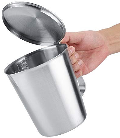 Milk Jug with Lid, Stainless Steel Milk Jug Milk Frothing Pitcher Jug Cup with Measurement Mark, Milk Pitcher Jugs Perfect for Barista Cappuccino Espresso Making(1500ml)