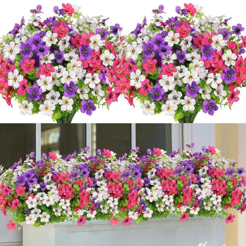 SOMYTING Künstliche Blumen 9 Bündel im Freien UV-beständig gefälschte Blumen Kein Verblassen Grüne Künstliche Pflanze Garten Veranda Fenster Box Büro Sträucher Dekorieren(Farbmischung)