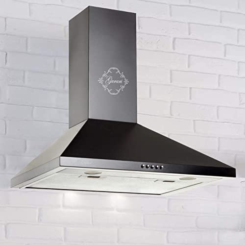 GURARI Hotte murale, GCH 147 BL 5 N, 50 cm, noire, très absorbante, moteur de 1000 m³/h, montage mural, mode recyclage ou évacuation d'air