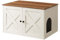 Feandrea Katzenhaus, Katzenklo-Schrank mit herausnehmbarer Trennwand, Tisch, 80 x 53 x 50 cm, honigbraun-vintageweiß PCL002P01V1