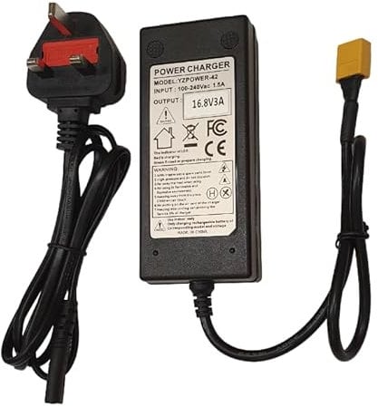 ND2 Bait Boat Battery Charger 16.8V 3A with XT60 compatible 14.8V Lithium Li-ion/LiPo battery pack; UK plug; by ALTechnologies