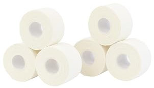 Cinta adhesiva deportiva Tape 3,8cm x 10m. Pack de 6 unidades. Tape ideal para deporte, rehabilitación y fitness. Marca Vendari. (Blanco)