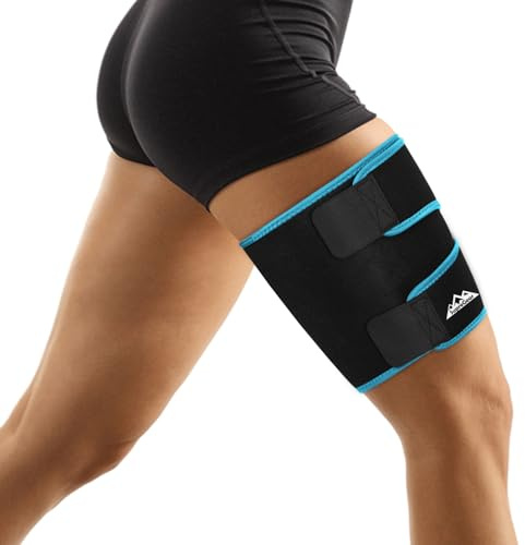 supregear Supporto coscia Compressione, Manicotto di Compressione Regolabile in Neoprene Hamstring Quad Wrap e Antiscivolo i Guadricipiti e i Muscoli Inguinali per Unisex, Nero + Blu, M