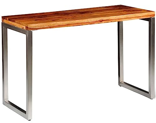Genérico Esstisch, Küchentisch, mit Stahlbeinen und massivem Sheesham-Holz, Esszimmertisch für 4 Personen, Tisch Wohnzimmer 115 x 55 x 76 cm, Wenjingqi-242126