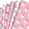 lyroiphic Weihnachten Geschenkpapier - 12 Blatt (50 x 70 cm) Weihnachtspapier mit Weihnachtsbaum, Weihnachtsmann, Schneemann, Schneeflocke - DIY-Bastelpapier für Geschenkverpackungen (Rosa)