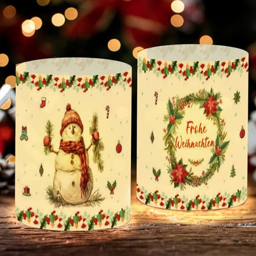 Viusneun 8 Windlicht Tischdeko Weihnachten, Windlicht Weihnachtstischdeko, Weihnachtsdeko Innen, Deko Tisch, Winter Weihnachts, Weinachtsdekorationen für Teelichter/Kerzen (B)