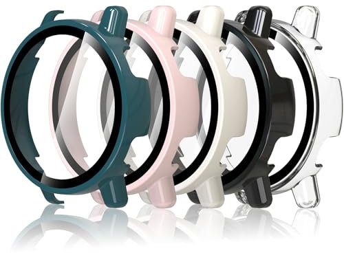 Hianjoo 5 Pièces Coque Compatible pour Garmin Vivoactive 5, PC Coque de Protection Écran Verre Trempé Intégré Compatible pour Garmin Vivoactive 5
