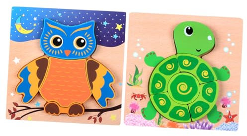 Alasum 2pcs Wooden Puzzles for Boys Girls Boys and Girls Puzzle Toys Owl Turtle Educational Games