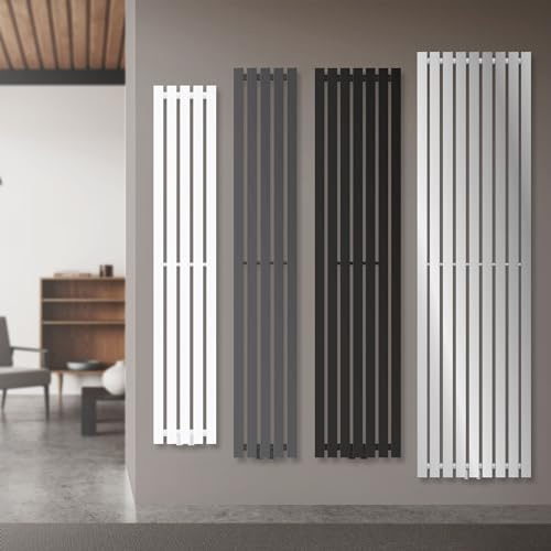 LuxeBath Radiador de Panel Stella Conexión Central Vertical 480 x 1800 mm Antracita con Juego de Conexión con Termostato Universal Acoplamiento de Pared/Suelo, Estufa Plana Monocapa para Baño