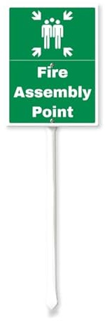 Fire Assembly Point Yard Sign With Stakes Outdoor Lawn Yard Signs 8 x 12 inch