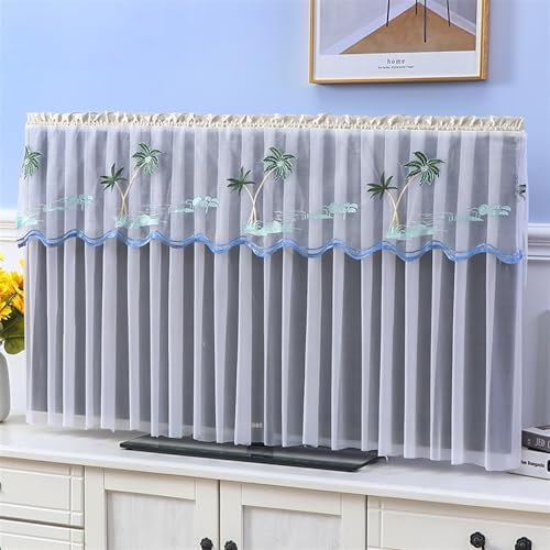 SXTYYH Cubierta De TV Universal Encaje de Gasa Televisor Cubierta Protector Pantalla, Caja De Televisión for Mudarse, Decoración Cubierta Antipolvo for TV(43inch,Blanco)