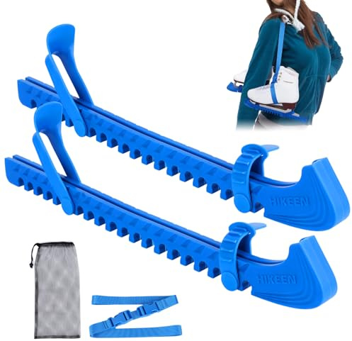 BOOSTEADY Protector de Patines de Hielo, Protector de Cuchilla Ajustable Protector de Cuchilla para Patines de Hockey sobre Hielo, Protectoras para Patines de Hielo, 1 Par, Azul