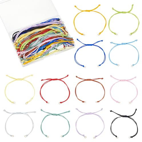 UNICRAFTALE 36 pièce 12 couleurs Bracelet à Maillons Tressés Réglables en Nylon Torsadé 13cm Bracelet Chaînes Bracelets Coulissant Chaînes de Bracelet à Maillons en Nylon pour la Fabrication de Bijoux