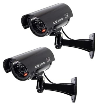 Madlife Garage 2pcs Dummy Überwachungskamera,Fake Kamera,Kamera Atrappe Außen CCTV mit LED-Licht,Batteriebetrieben,Attrappe Außenbereich,Kameraatrappe Aussenbereich