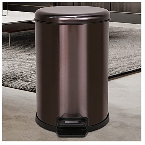 Générique Poubelle Ronde à Fermeture Douce de 12 litres avec pédale, Mains Libres, pour Cuisine, avec Bord Noir, capacité de 2,8 gallons
