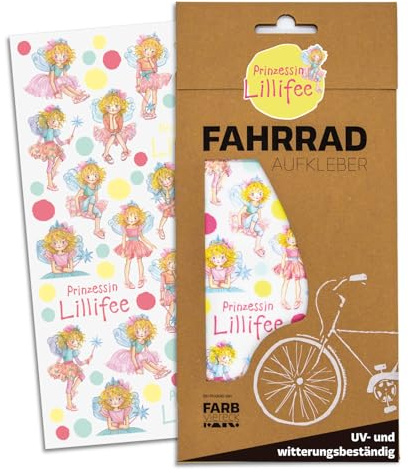 Farbviereck Prinzessin Lillifee Klassik Aufkleber für Fahrrad - Roller - Kinderwagen - Helm Geschenk Fahrradaufkleber Lillyfee Outdoor Aufkleber wetterfest wasserfest | K0023