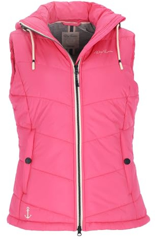 Dry Fashion Damen Steppweste Rügen mit abnehmbarer Kapuze - Leichte Weste mit taillierten Schnitt in Pink Größe 40