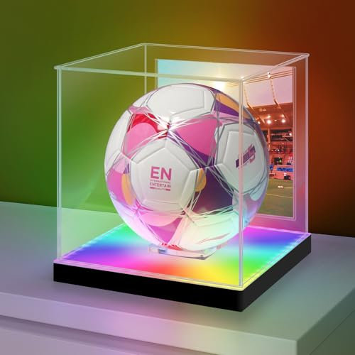 Acryl Vitrine / Schaukasten / Display Case für Modellautos, Figuren, Fußball | mit LED Beleuchtung, Selbstmontage (25x25x25 cm)