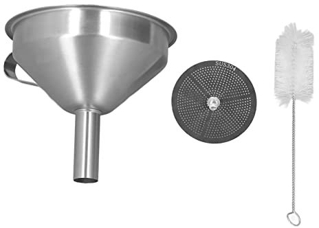 Culnflun Stainless Steel Funnel with Strainer Brush Slick Exterior Thickened Handle Kitchen Industrial Large Funnel for 3D Printing and Cooking