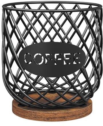 YATINEY Coffee Pod Holder Organizer, Compatible with K Cup & Nespresso Vertuo Pods, Large Capacity Coffee Pod Basket, for Kitchen Countertop, Rustic Brown KH09BR