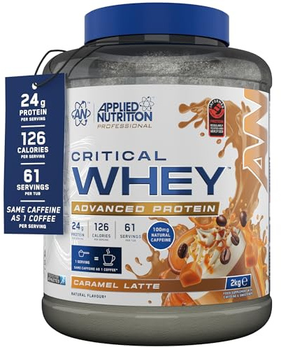 Applied Nutrition Critical Whey Protein Powder - Caramel Latte | 24g Protein per Serving, High Protein Powder, Protein Shake with BCAAs & Glutamine (2Kg - 61 Servings)