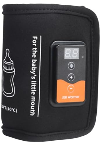 USB Flaschenwärmer Tragbar aus Neopren für Babyflaschen Schwarz | Muttermilch, Unterwegs und Reisen, Leicht Mitzunehmen, Mobile Lösung für Nächtliche Fütterung
