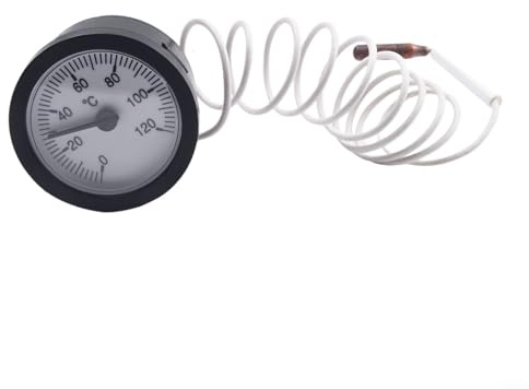 Capillary Temperature Gauge 0-120°C with 1m Sensor for Water Oil Boiler Heating Systems