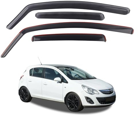 BONRYAN Windabweiser passend für Opel Corsa D E 2006–2019, 5-Türer Schrägheck, 4-teiliges Set, eingebetteter Windabweiser Wind- und Regen- und Sonnenschutz, einfache Installation