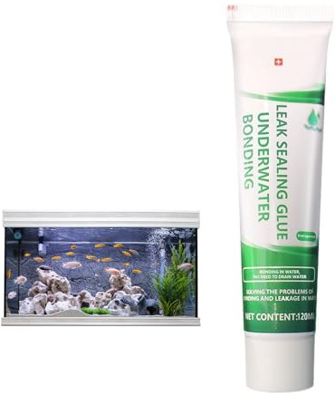 Underwater Aquarium Sealant, Aquar/ium Safe Glue,60ML Clear Silicone Seala/nt for Underwater Leak Fix, Waterproof Fish Tank Glue,Strong Water-Resistant Adhesive