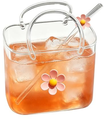 Generisch Glas Handtasche | 770 ml Handtaschenförmiger Klarer Cocktailbecher,Gläserne Taschen-Vase Für Getränke,für Hochzeit Zusammenkunft Zuhause Party Geburtstag Feiertag Tee Fruchtsaft